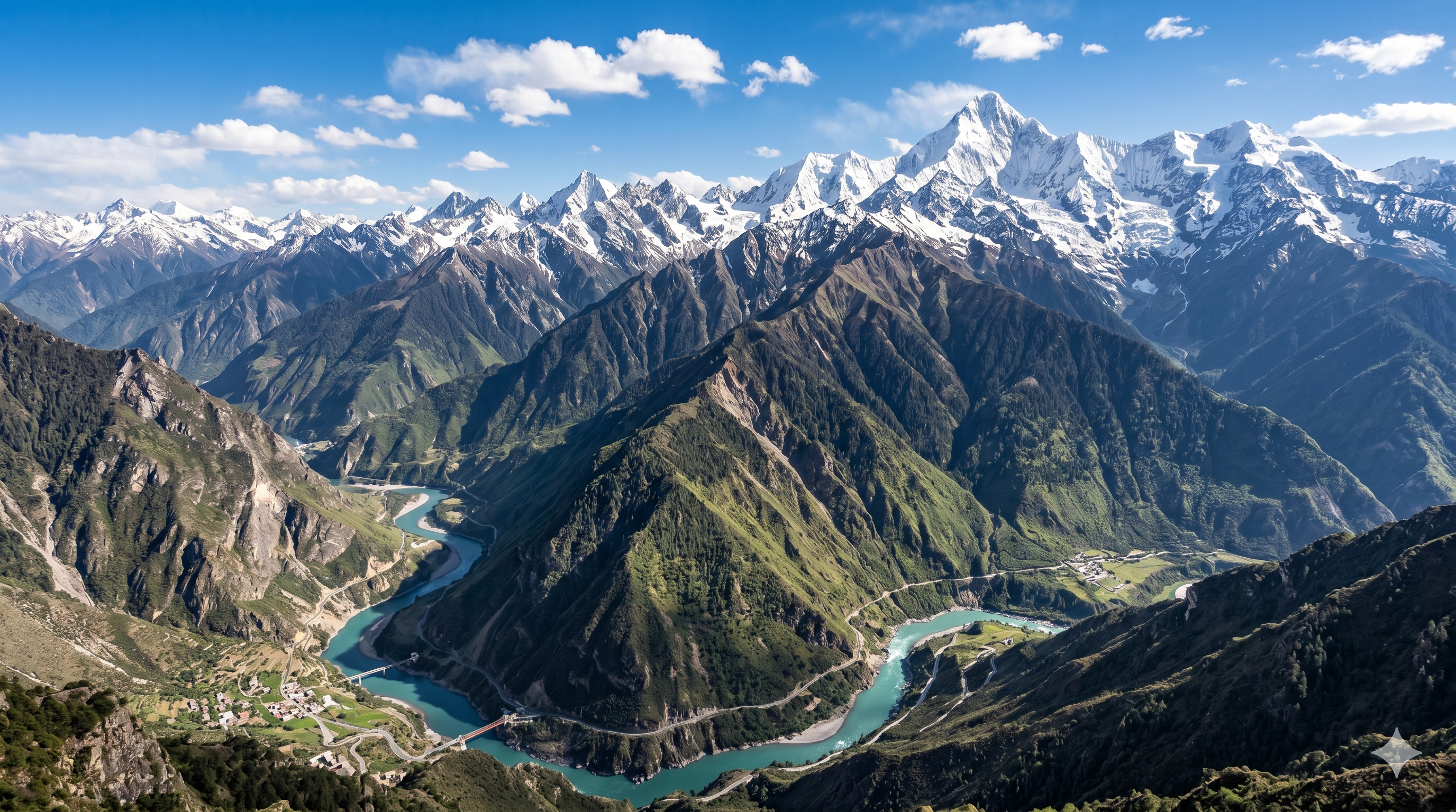 横断山脉雪峰全景